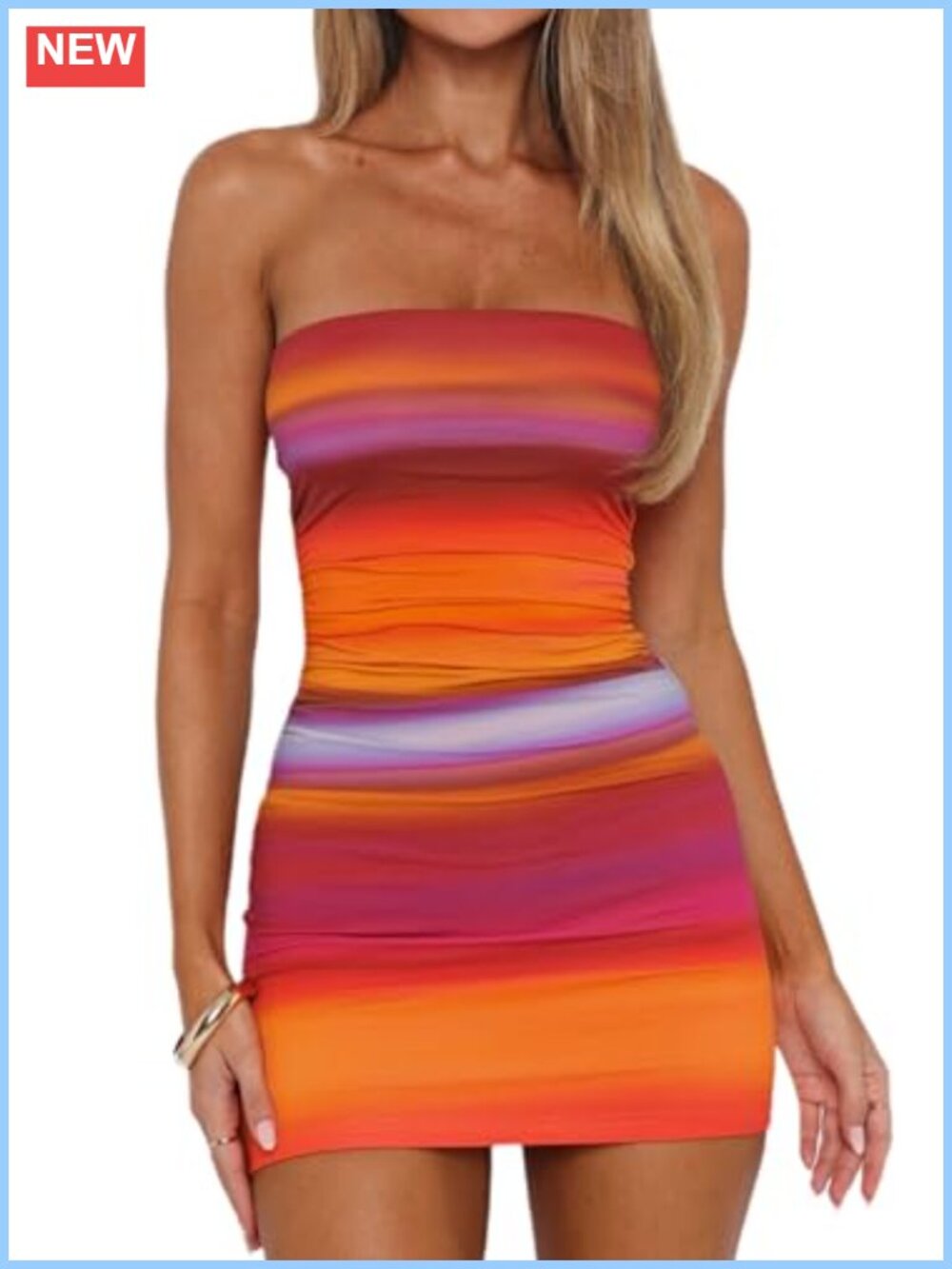 Women's Strapless Ruched Bodycon Mini Dress Backless Party Club